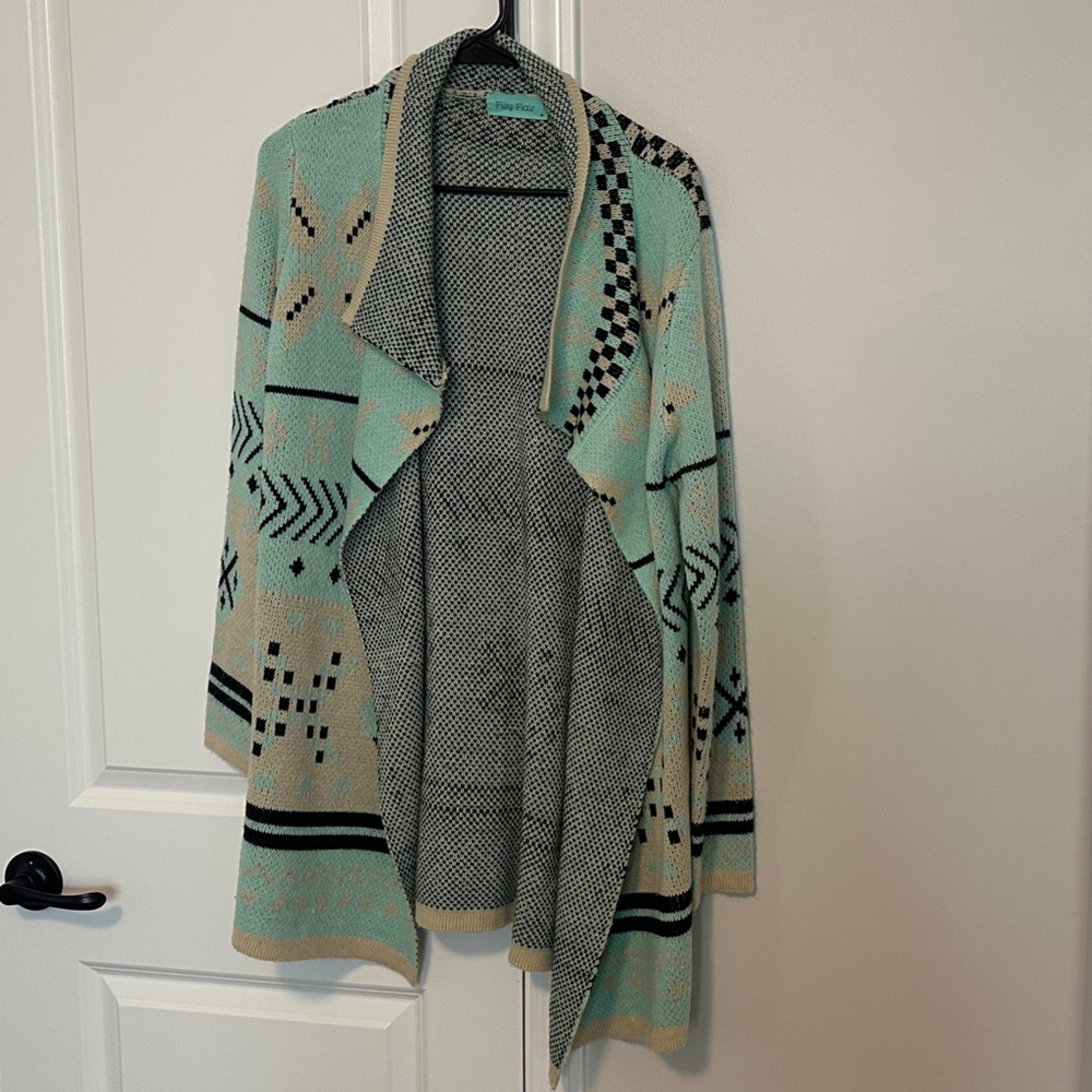 Filly Flair Mint and Black Patterned Sweater